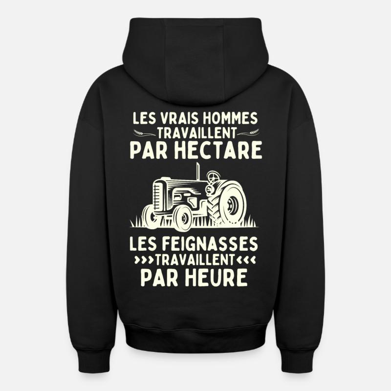 HUMOUR AGRICULTURE - Sweat à capuche unisexe zippé oversize épais SPREAD - noir