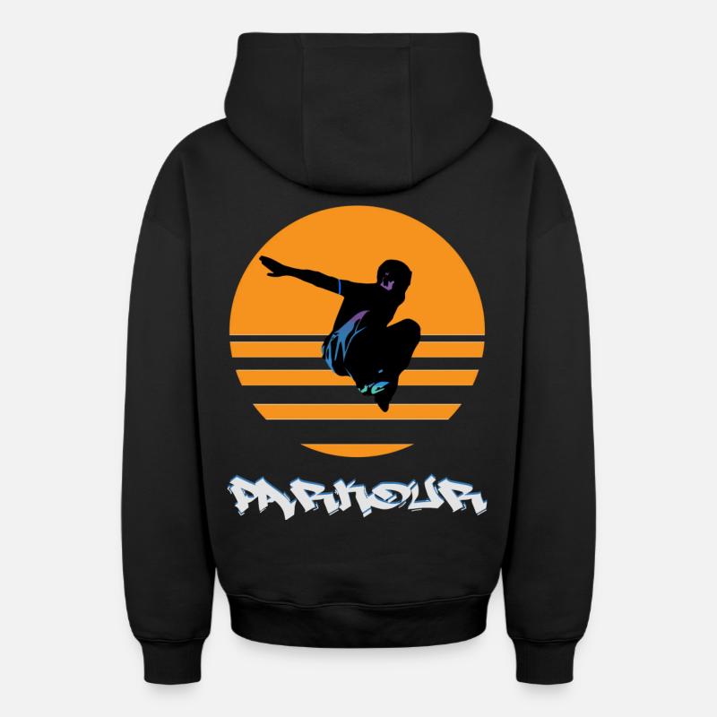 Parkour - Sweat à capuche unisexe zippé oversize épais SPREAD - noir