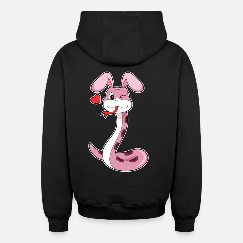 Cœur de lapin de serpent - Sweat à capuche unisexe zippé oversize épais SPREAD - noir