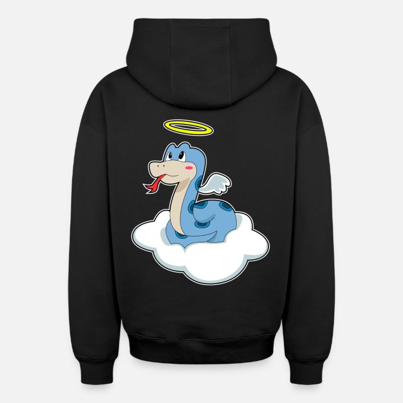 Serpent Nuage Ange - Sweat à capuche unisexe zippé oversize épais SPREAD - noir