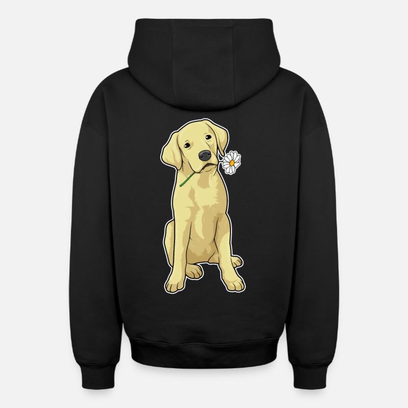 Labrador Gänseblümchen - Oversized Heavyweight Unisex Zip Hoodie - Schwarz