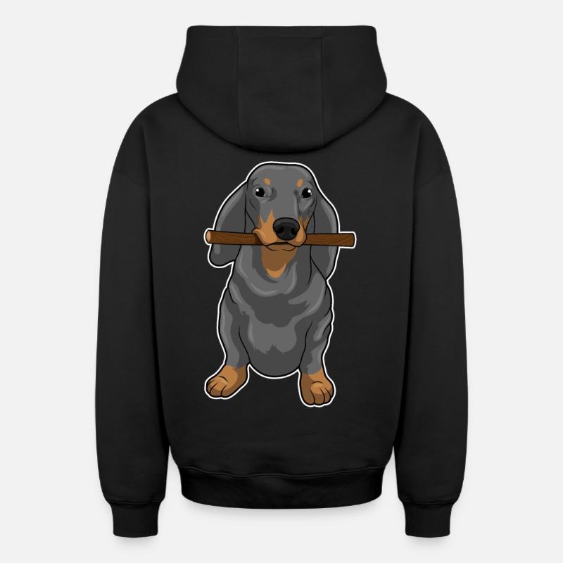 Teckel Stock - Sweat à capuche unisexe zippé oversize épais SPREAD - noir