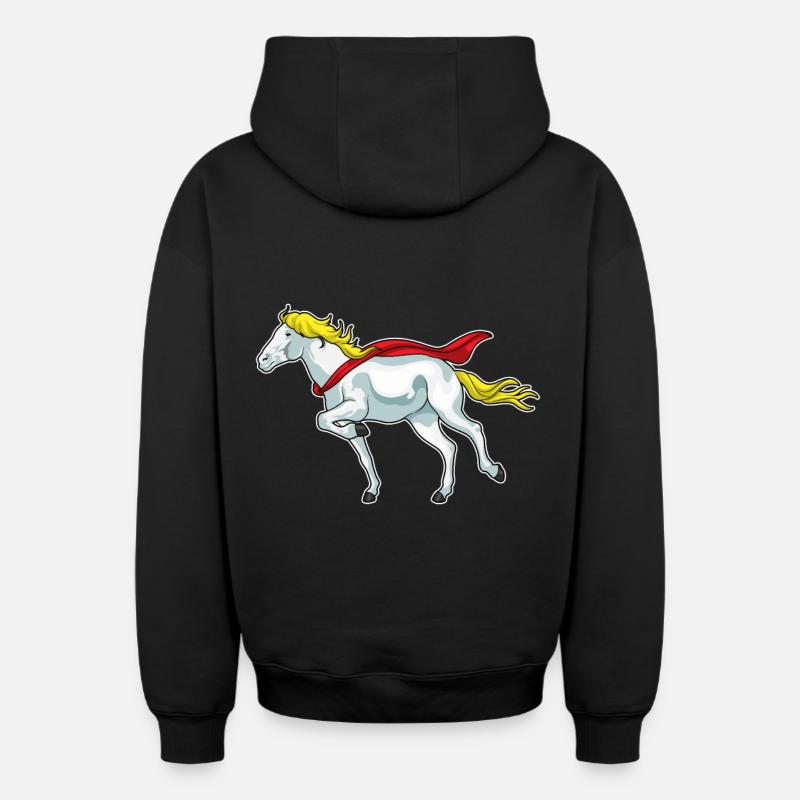 Courses hippiques - Sweat à capuche unisexe zippé oversize épais SPREAD - noir