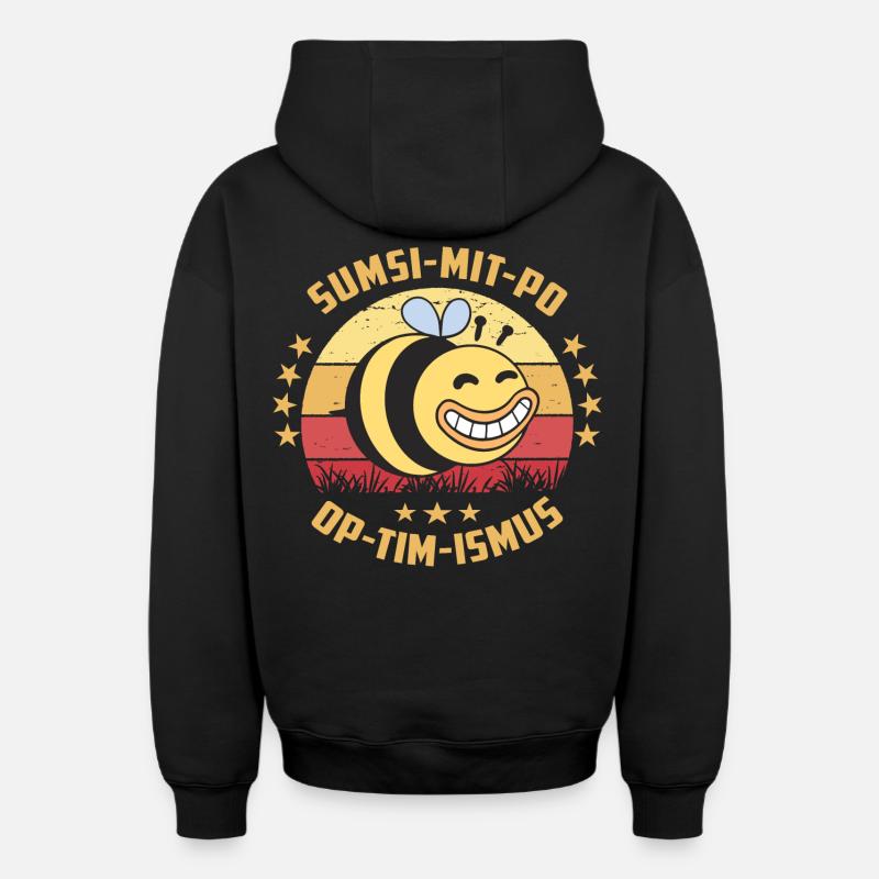 Optimismus oder Sumsi mit Po - Oversized Heavyweight Unisex Zip Hoodie - Schwarz