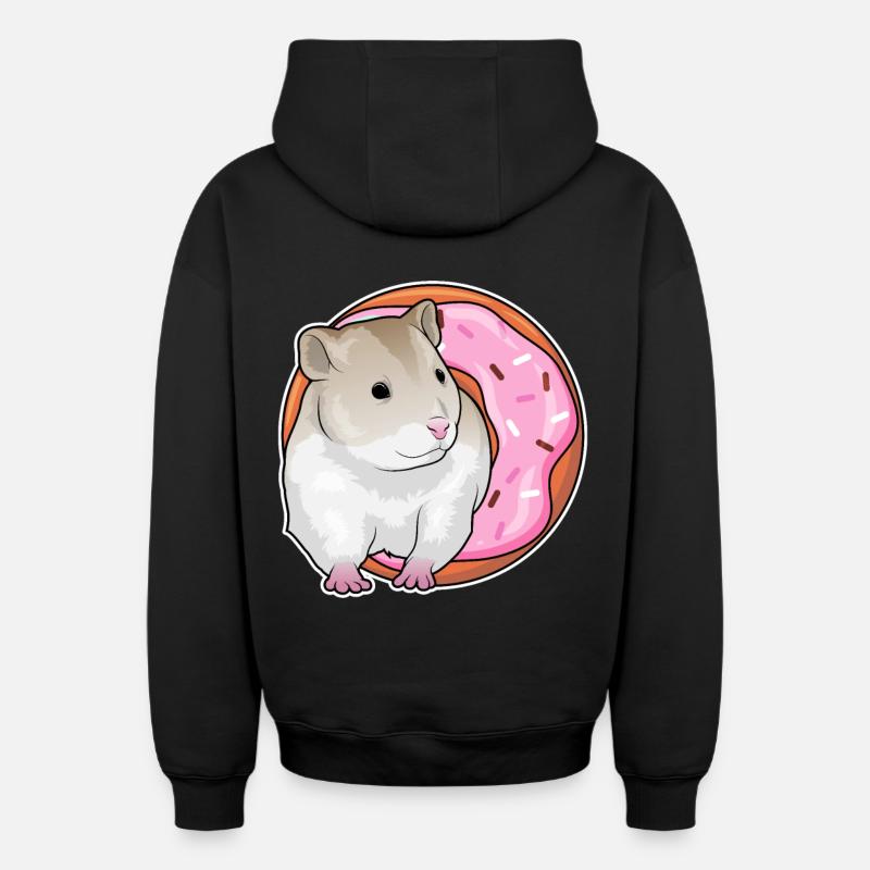 Beignet de hamster - Sweat à capuche unisexe zippé oversize épais SPREAD - noir