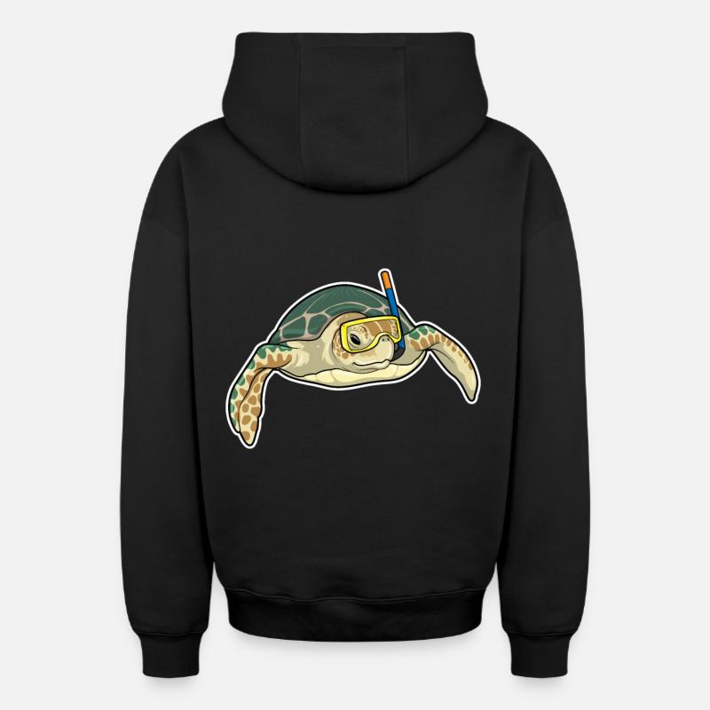 Turtle Diver Snorkel - Sweat à capuche unisexe zippé oversize épais SPREAD - noir