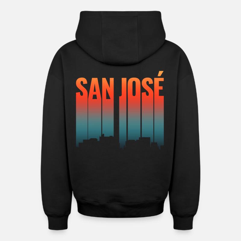 San Jose États-Unis - Sweat à capuche unisexe zippé oversize épais SPREAD - noir