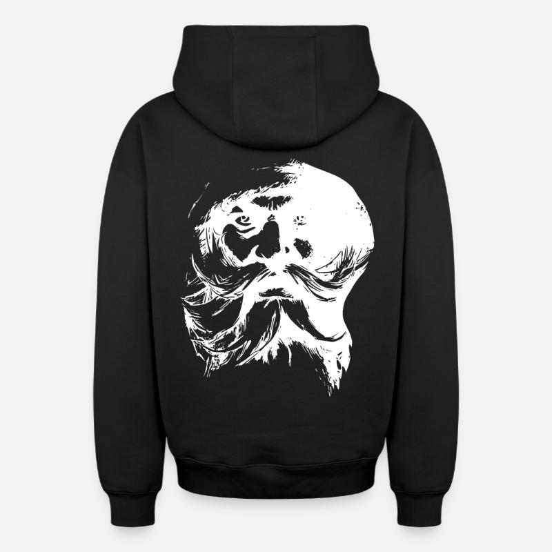 Visage rétro du Père Noël - Sweat à capuche unisexe zippé oversize épais SPREAD - noir