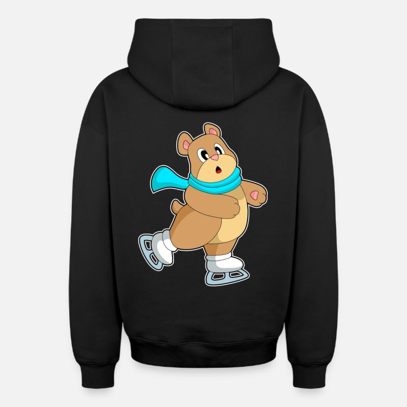 Patins à glace Bear - Sweat à capuche unisexe zippé oversize épais SPREAD - noir
