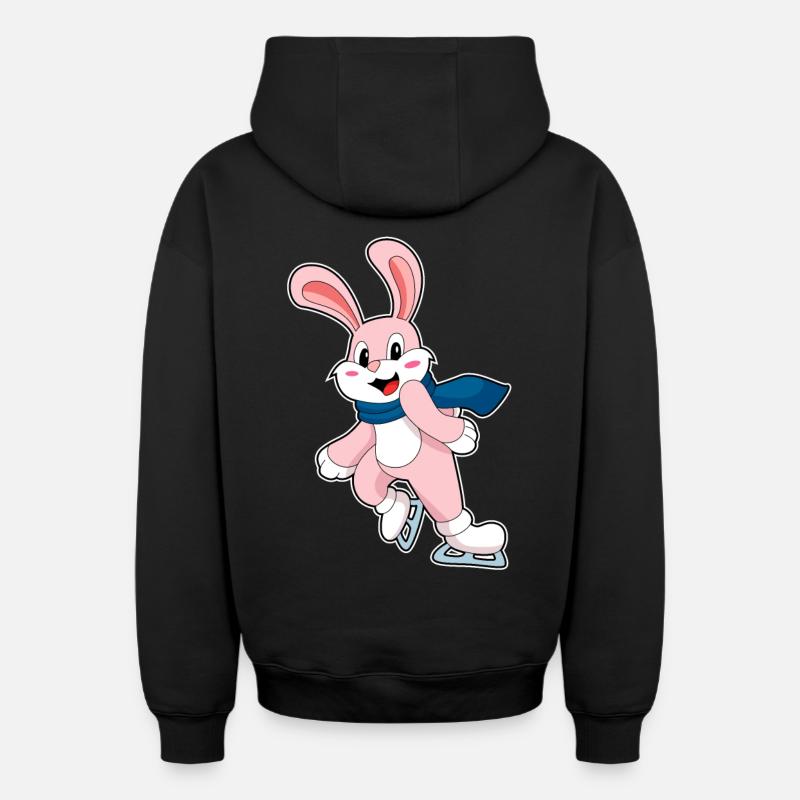 Lapin patins à glace - Sweat à capuche unisexe zippé oversize épais SPREAD - noir