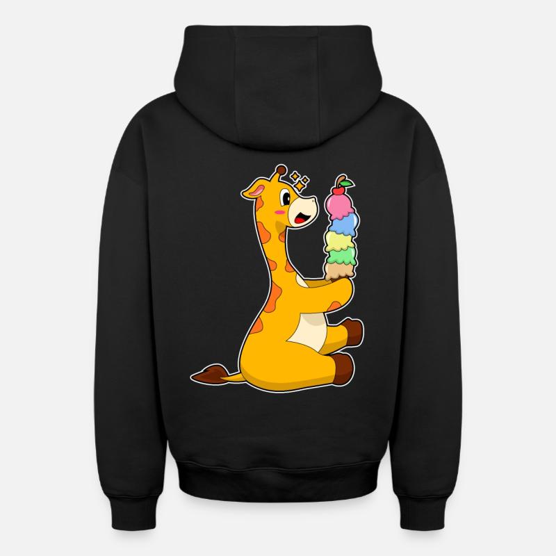 Crème glacée gaufre girafe - Sweat à capuche unisexe zippé oversize épais SPREAD - noir