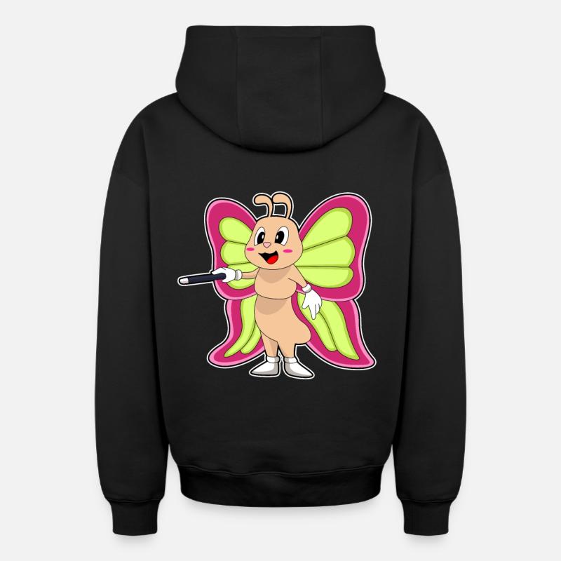 Baguette papillon - Sweat à capuche unisexe zippé oversize épais SPREAD - noir