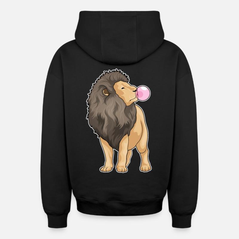 Gomme à mâcher Lion - Sweat à capuche unisexe zippé oversize épais SPREAD - noir