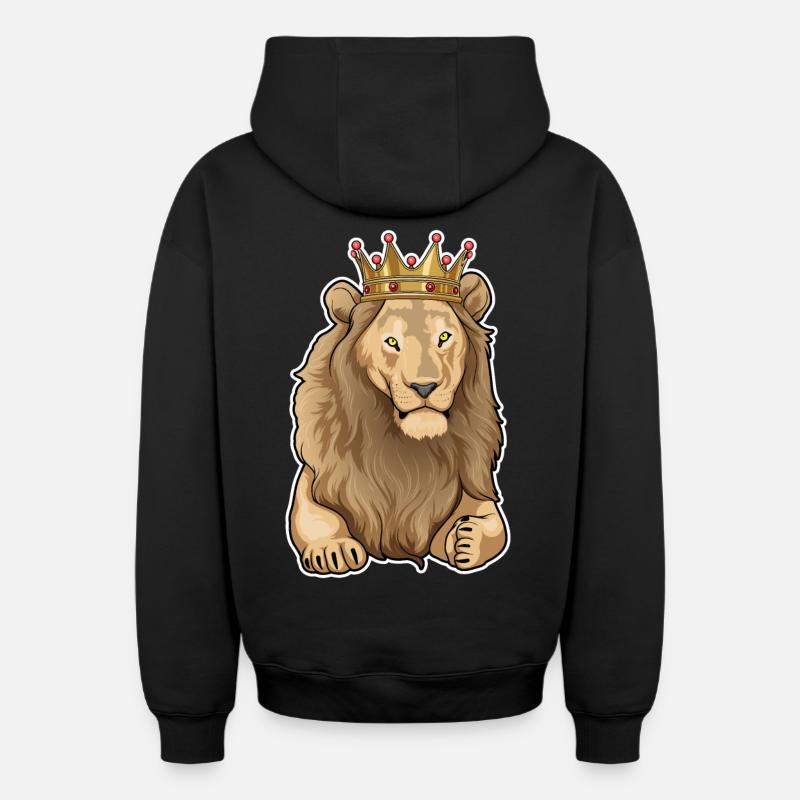 Couronne du Roi Lion - Sweat à capuche unisexe zippé oversize épais SPREAD - noir