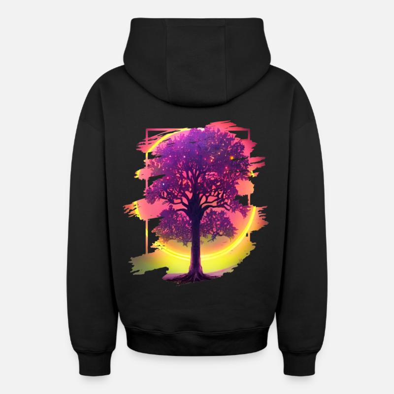 Arbre - Sweat à capuche unisexe zippé oversize épais SPREAD - noir