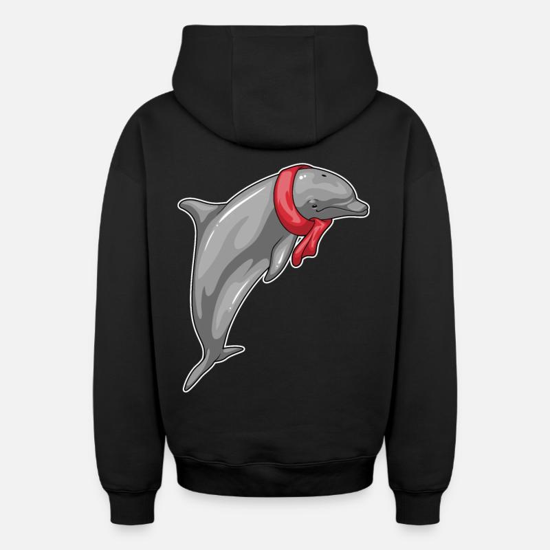 Foulard dauphin - Sweat à capuche unisexe zippé oversize épais SPREAD - noir