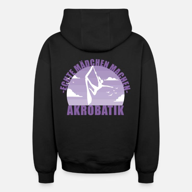 Echte Mädchen machen Akrobatik! Geschenk - Oversized Heavyweight Unisex Zip Hoodie - Schwarz