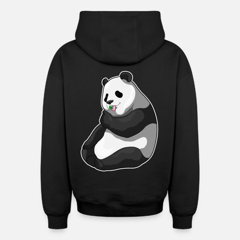 Sucette panda - Sweat à capuche unisexe zippé oversize épais SPREAD - noir