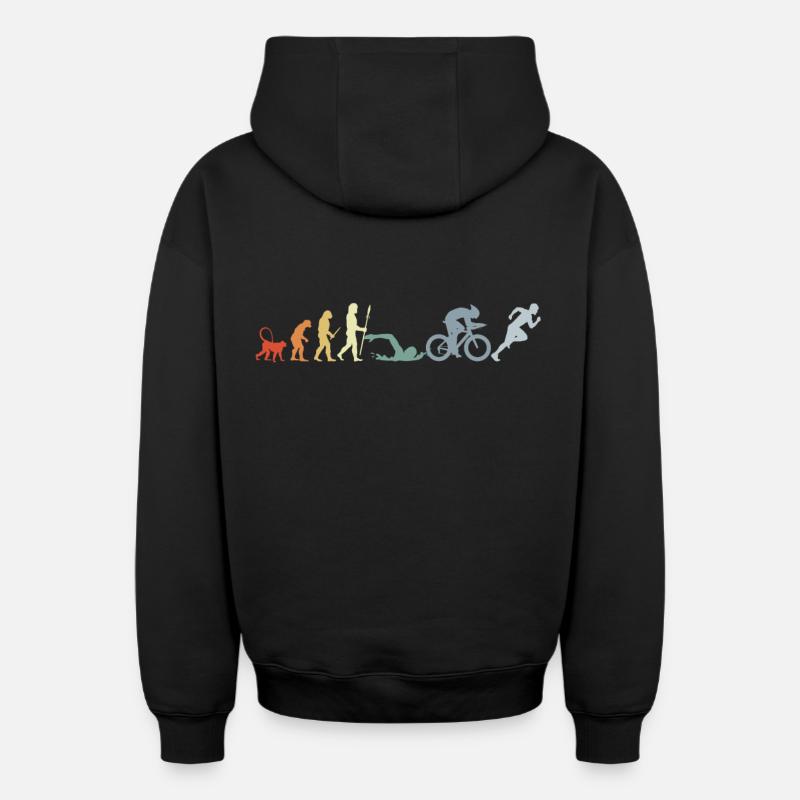 Évolution du triathlon - Sweat à capuche unisexe zippé oversize épais SPREAD - noir