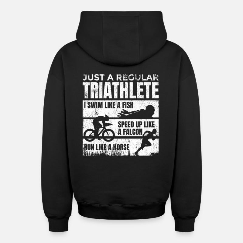 Triathlète médiocre - Sweat à capuche unisexe zippé oversize épais SPREAD - noir