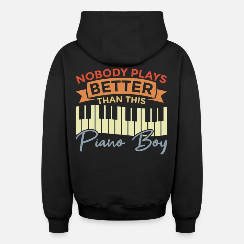 Garçon pianiste - Sweat à capuche unisexe zippé oversize épais SPREAD - noir