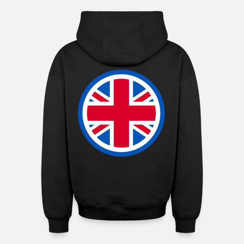 Royaume-Uni - Union Jack - Sweat à capuche unisexe zippé oversize épais SPREAD - noir