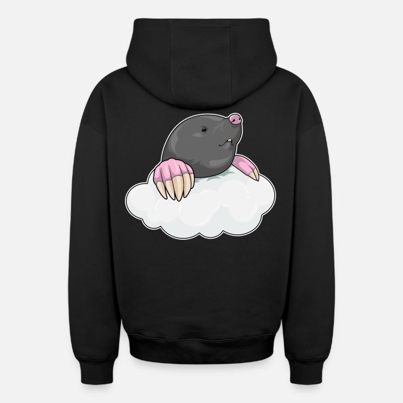Nuages de taupes - Sweat à capuche unisexe zippé oversize épais SPREAD - noir