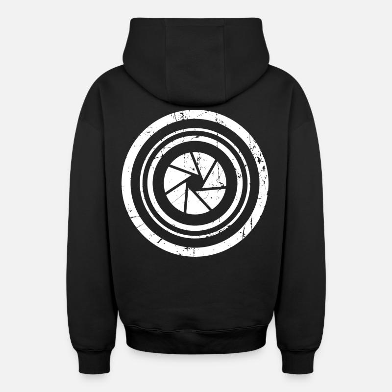 Objectif de caméra photo - Sweat à capuche unisexe zippé oversize épais SPREAD - noir