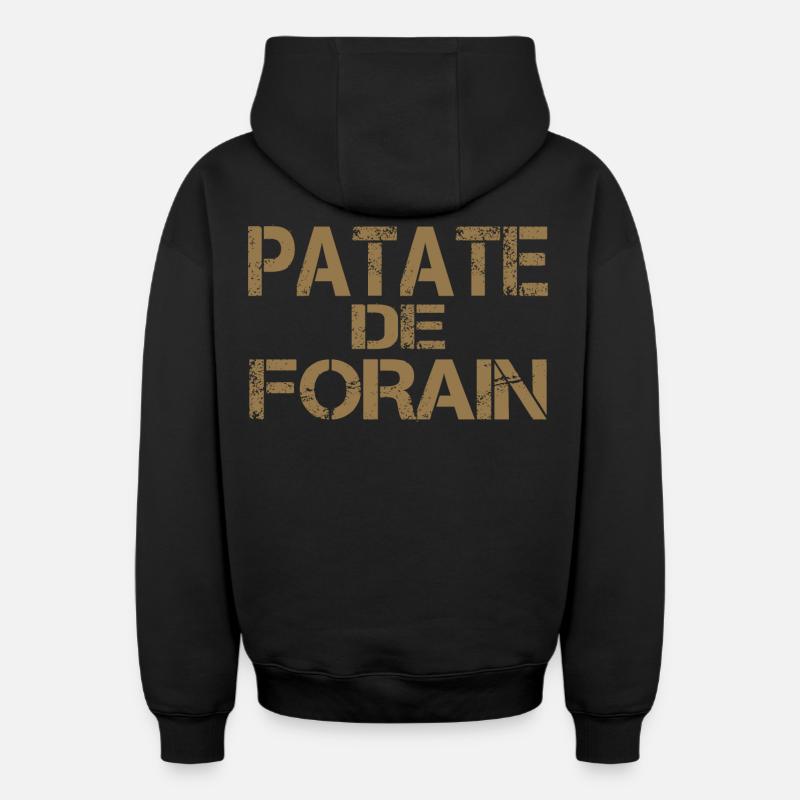 Patate forain ocre - Sweat à capuche unisexe zippé oversize épais SPREAD - noir