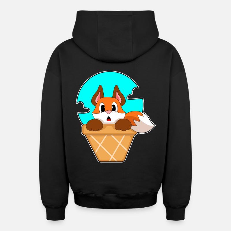 Cône de glace Fuchs - Sweat à capuche unisexe zippé oversize épais SPREAD - noir