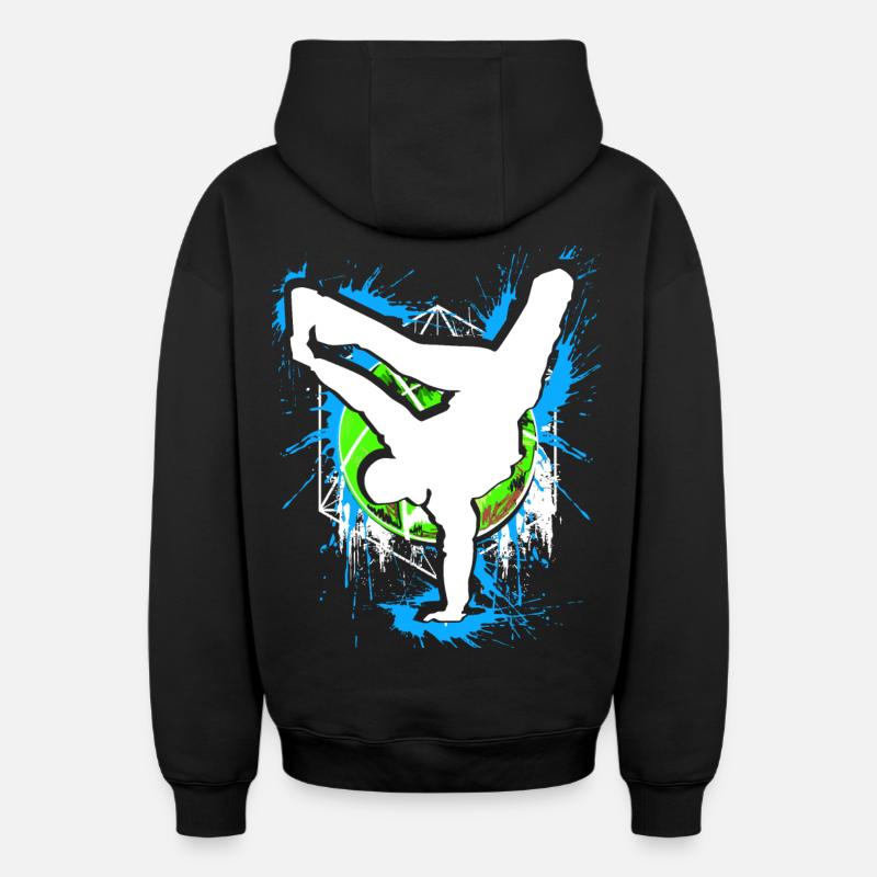Breakdance - Breakdancer - Breakdancing - BBoy - Sweat à capuche unisexe zippé oversize épais SPREAD - noir