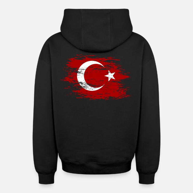 Dinde utilisée - Sweat à capuche unisexe zippé oversize épais SPREAD - noir