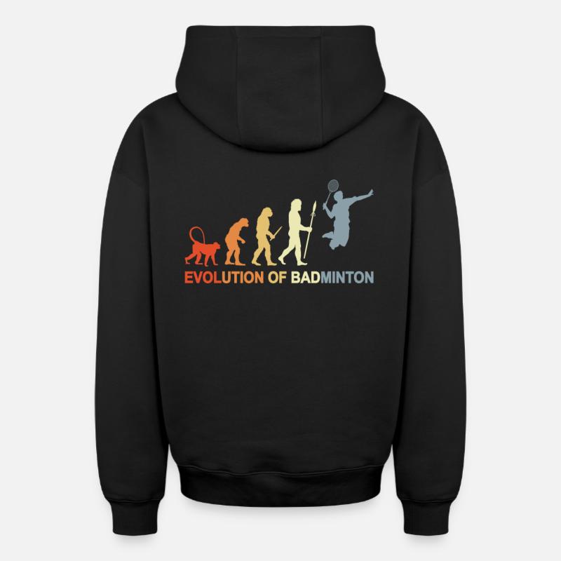 Évolution du badminton - Sweat à capuche unisexe zippé oversize épais SPREAD - noir