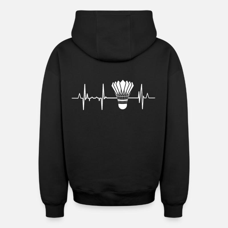 Badminton ECG - Sweat à capuche unisexe zippé oversize épais SPREAD - noir