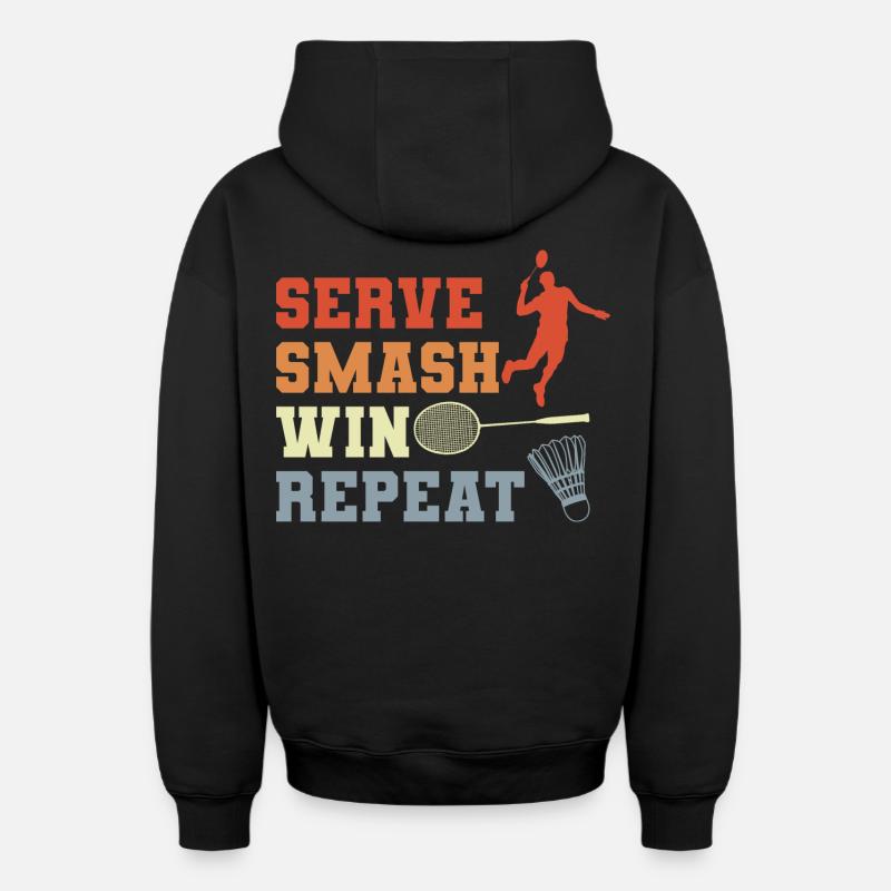 Badminton Routine - Sweat à capuche unisexe zippé oversize épais SPREAD - noir