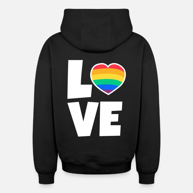 Saint-Valentin, Saint-Valentin, Saint-Valentin - Sweat à capuche unisexe zippé oversize épais SPREAD - noir