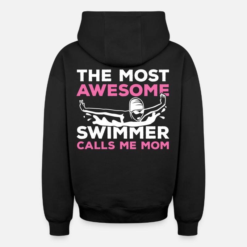 Maman nageuse - Sweat à capuche unisexe zippé oversize épais SPREAD - noir