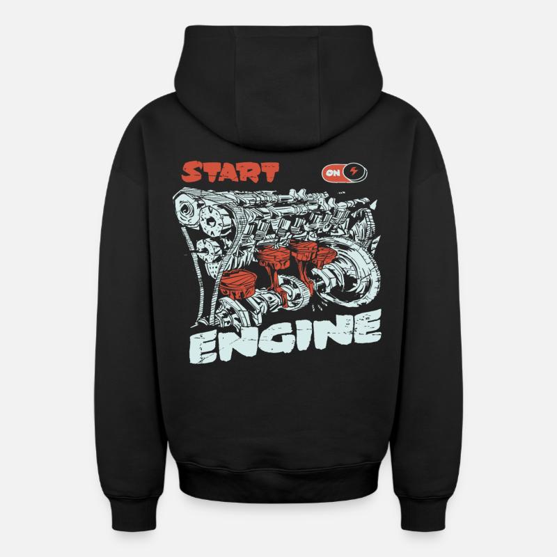 Start the engine, engine, engine - Oversized Heavyweight Unisex Zip Hoodie - black