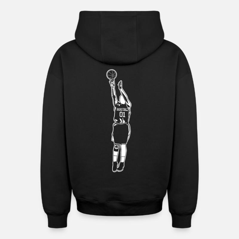 Basketteur - Sweat à capuche unisexe zippé oversize épais SPREAD - noir