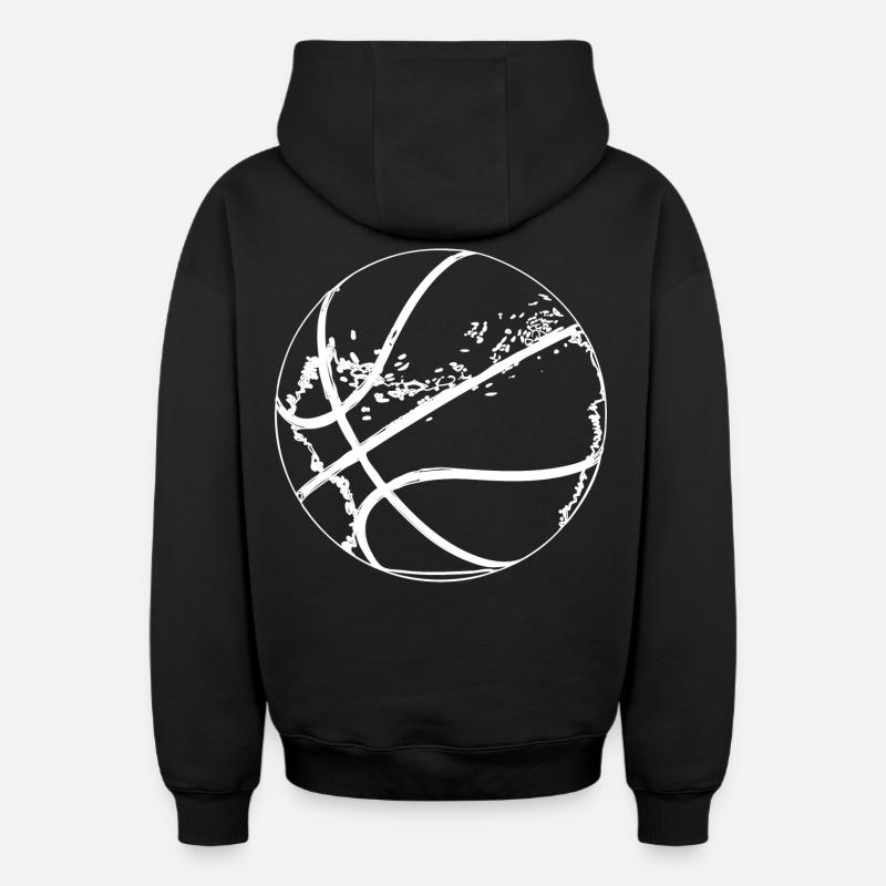 Balle de basket-ball - Sweat à capuche unisexe zippé oversize épais SPREAD - noir