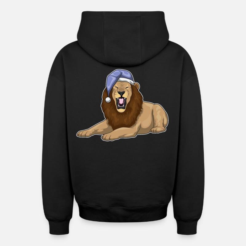 Leo Sleep Nightcap - Sweat à capuche unisexe zippé oversize épais SPREAD - noir