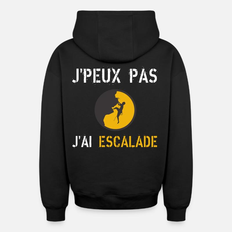 j'peux pas j'ai escalade - Sweat à capuche unisexe zippé oversize épais SPREAD - noir