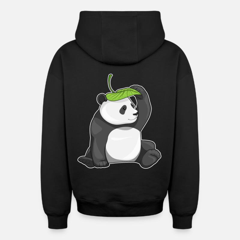 Panda Leaf - Sweat à capuche unisexe zippé oversize épais SPREAD - noir