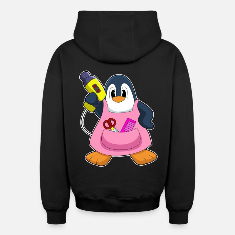 Penguin Coiffeur Sèche-cheveux - Sweat à capuche unisexe zippé oversize épais SPREAD - noir