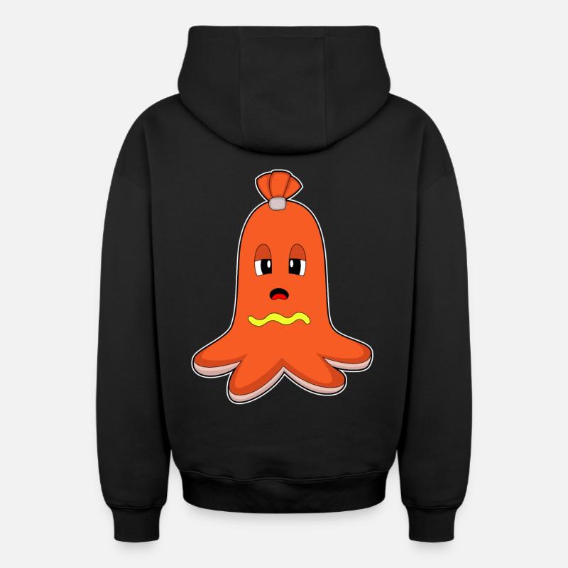 Hot-dog Octopus - Sweat à capuche unisexe zippé oversize épais SPREAD - noir