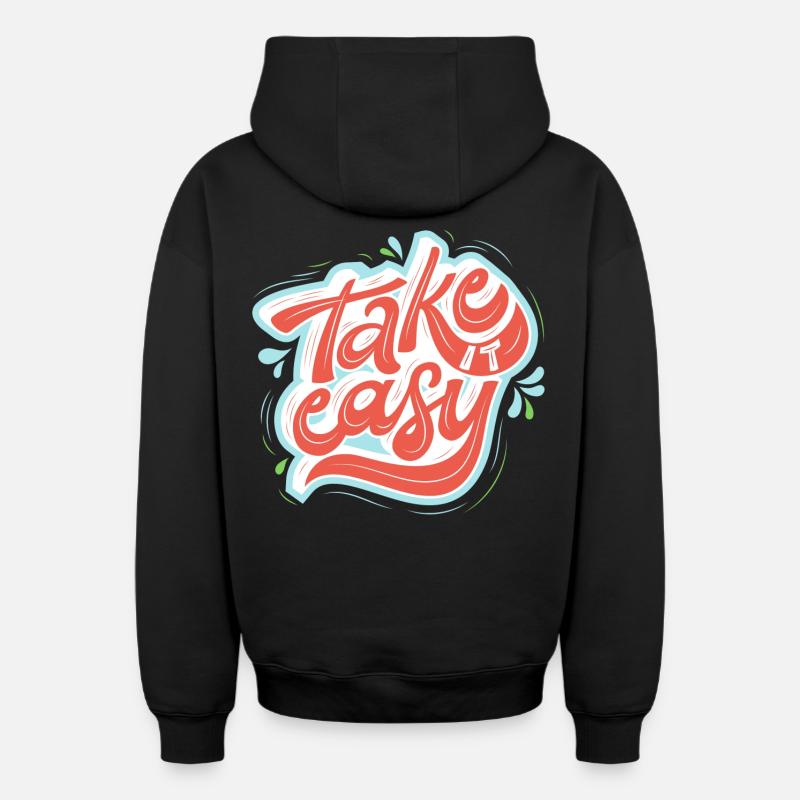 Calme-toi - Sweat à capuche unisexe zippé oversize épais SPREAD - noir