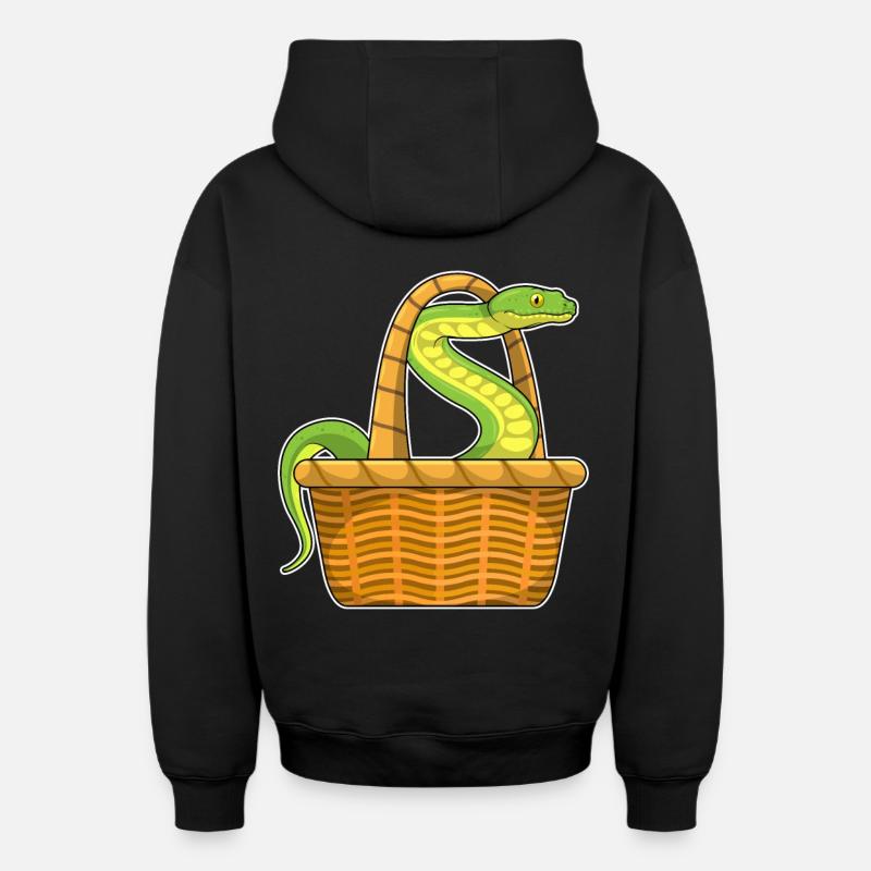 Panier serpent - Sweat à capuche unisexe zippé oversize épais SPREAD - noir