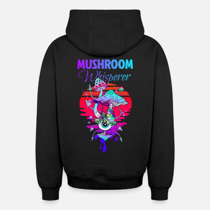 Champignons magiques Mushroom Whisperer - Sweat à capuche unisexe zippé oversize épais SPREAD - noir
