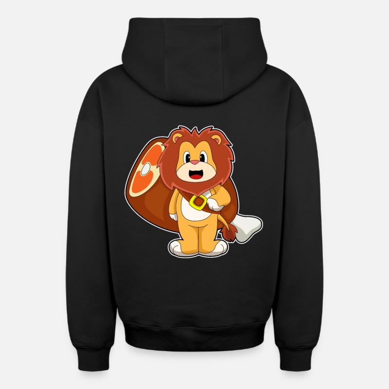 Viande de lion - Sweat à capuche unisexe zippé oversize épais SPREAD - noir