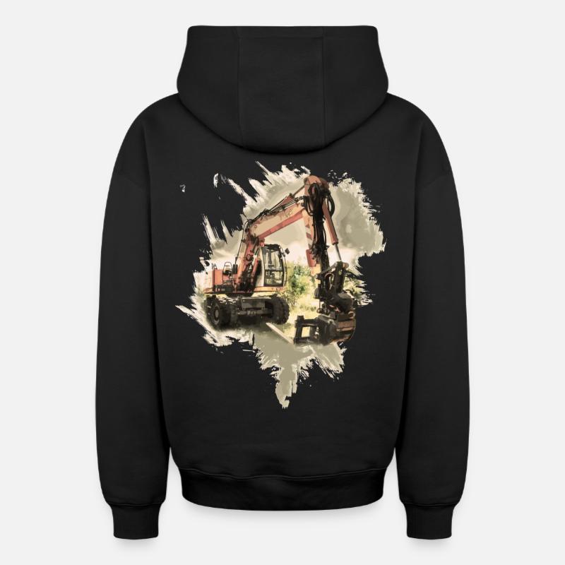 Ancienne pelle - Sweat à capuche unisexe zippé oversize épais SPREAD - noir